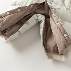 Dave&Bella Baby Girls/Boys Winter Cute Print Pink/Apricot Cozy Hooded Down Rompers