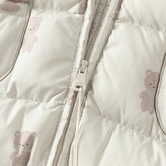 Dave&Bella Baby Girls/Boys Winter Cute Print Pink/Apricot Cozy Hooded Down Rompers