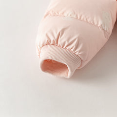 Dave&Bella Baby Girls/Boys Winter Cute Print Pink/Apricot Cozy Hooded Down Rompers