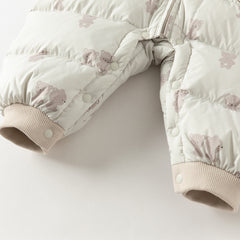 Dave&Bella Baby Girls/Boys Winter Cute Print Pink/Apricot Cozy Hooded Down Rompers