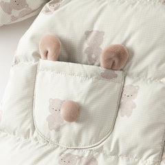 Dave&Bella Baby Girls/Boys Winter Cute Print Pink/Apricot Cozy Hooded Down Rompers