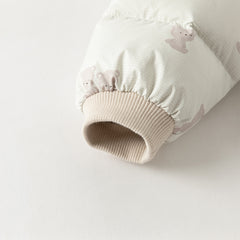 Dave&Bella Baby Girls/Boys Winter Cute Print Pink/Apricot Cozy Hooded Down Rompers