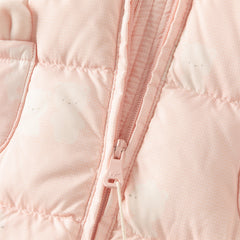 Dave&Bella Baby Girls/Boys Winter Cute Print Pink/Apricot Cozy Hooded Down Rompers