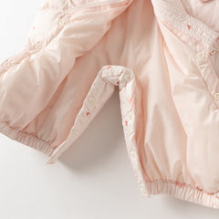 Dave&Bella Baby Girls Winter Cute Pink Bow-print Long Sleeve Cozy Hooded Down Rompers