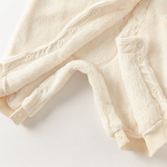 Dave&Bella Baby Girls/Boys Winter Soft Plush Khaki Hooded Padded Rompers