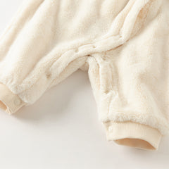 Dave&Bella Baby Girls/Boys Winter Soft Plush Khaki Hooded Padded Rompers