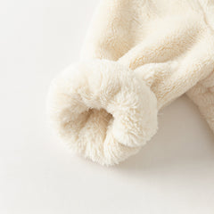 Dave&Bella Baby Girls/Boys Winter Soft Plush Khaki Hooded Padded Rompers