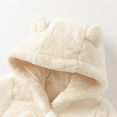 Dave&Bella Baby Girls/Boys Winter Soft Plush Khaki Hooded Padded Rompers