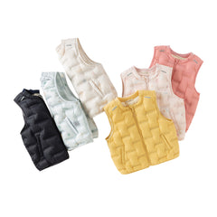 Dave&Bella Kids Girls/Boys Winter Cozy Multi-color&Print Sleeveless Down Vest Tops