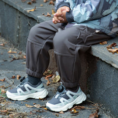 Dave&Bella Toddler Girls/Boys Winter Outdoor Purple/Grey Loose Drawstring Down Pants