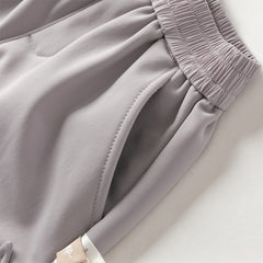 Dave&Bella Toddler Girls/Boys Winter Outdoor Purple/Grey Loose Drawstring Down Pants