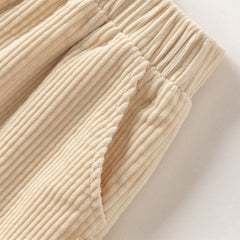 Dave&Bella Toddler Girls Casual Apricot/Grey Purple Soft Plush-lined Straight-leg Pants