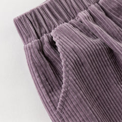 Dave&Bella Toddler Girls Casual Apricot/Grey Purple Soft Plush-lined Straight-leg Pants