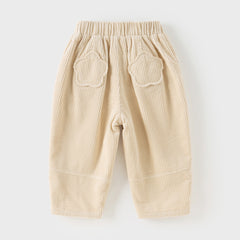 Dave&Bella Toddler Girls Casual Apricot/Grey Purple Soft Plush-lined Straight-leg Pants