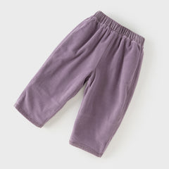 Dave&Bella Toddler Girls Casual Apricot/Grey Purple Soft Plush-lined Straight-leg Pants