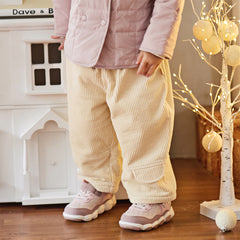 Dave&Bella Toddler Girls Casual Apricot/Grey Purple Soft Plush-lined Straight-leg Pants