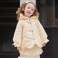Dave&Bella Toddler Girls Cute Yellow Butterfly-Style Shawl-Collar Hooded Padded Coats