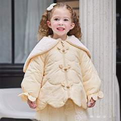 Dave&Bella Toddler Girls Cute Yellow Butterfly-Style Shawl-Collar Hooded Padded Coats