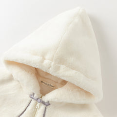 Dave&Bella Toddler Girls Winter Cute Beige Plush-lined Hooded Capes