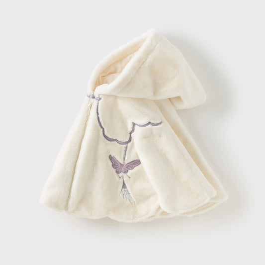 Dave&Bella Toddler Girls Winter Cute Beige Plush-lined Hooded Capes