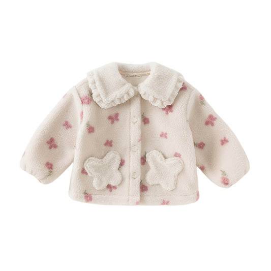 Dave&Bella Toddler Girls Pretty Floral Print Outwear Soft Plush Jackets
