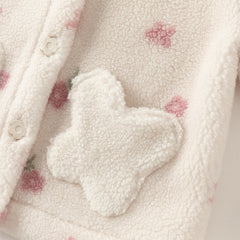 Dave&Bella Toddler Girls Pretty Floral Print Outwear Soft Plush Jackets