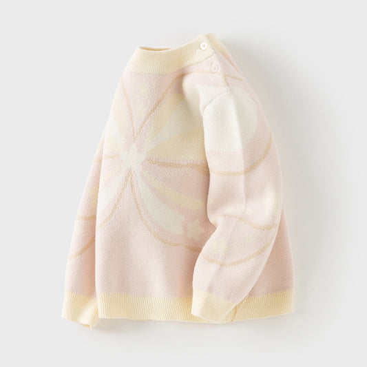 Dave&Bella Toddler Girls Sweet Pink Long-sleeved Turtle Pullover Sweaters Tops