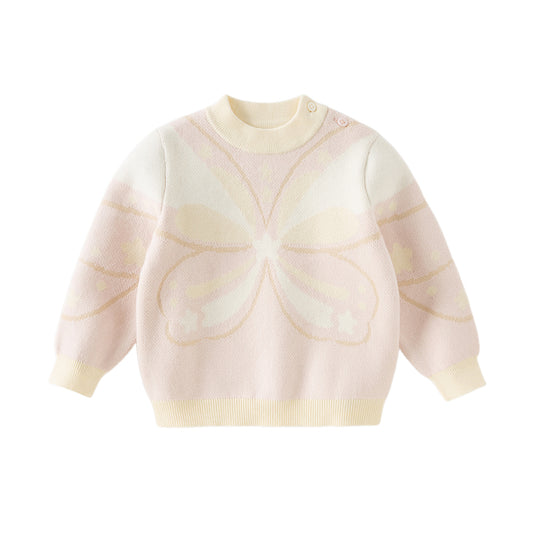 Dave&Bella Toddler Girls Sweet Pink Long-sleeved Turtle Pullover Sweaters Tops