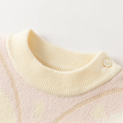 Dave&Bella Toddler Girls Sweet Pink Long-sleeved Turtle Pullover Sweaters Tops