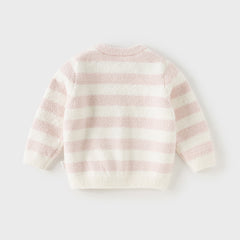 Dave&Bella Toddler Girls Winter Sweet Pink Striped Soft Sweaters Tops