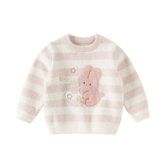 Dave&Bella Toddler Girls Winter Sweet Pink Striped Soft Sweaters Tops