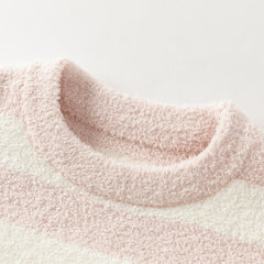 Dave&Bella Toddler Girls Winter Sweet Pink Striped Soft Sweaters Tops