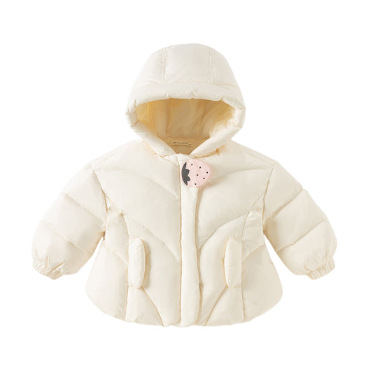 Dave&Bella Toddler Girls Winter Sweet Beige Outdoor Lightweight Hooded Warm Down Coats