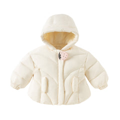 Dave&Bella Toddler Girls Winter Sweet Beige Outdoor Lightweight Hooded Warm Down Coats