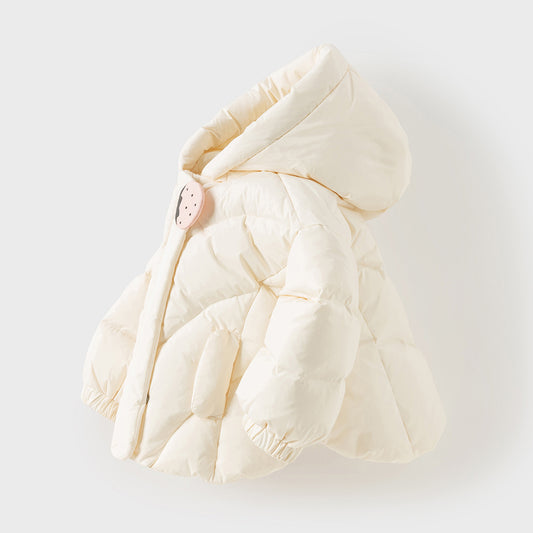Dave&Bella Toddler Girls Winter Sweet Beige Outdoor Lightweight Hooded Warm Down Coats