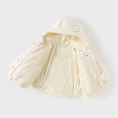Dave&Bella Toddler Girls Winter Sweet Beige Outdoor Lightweight Hooded Warm Down Coats