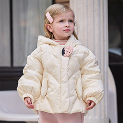 Dave&Bella Toddler Girls Winter Sweet Beige Outdoor Lightweight Hooded Warm Down Coats