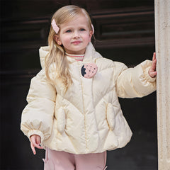 Dave&Bella Toddler Girls Winter Sweet Beige Outdoor Lightweight Hooded Warm Down Coats