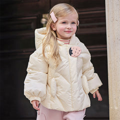 Dave&Bella Toddler Girls Winter Sweet Beige Outdoor Lightweight Hooded Warm Down Coats