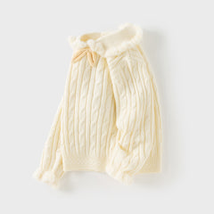 Dave&Bella Kids Girls Lovely Beige/Purple Padded Sweaters