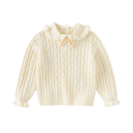 Dave&Bella Kids Girls Autumn Lovely Beige/Purple Padded Sweaters Tops