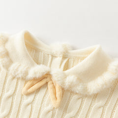 Dave&Bella Kids Girls Lovely Beige/Purple Padded Sweaters