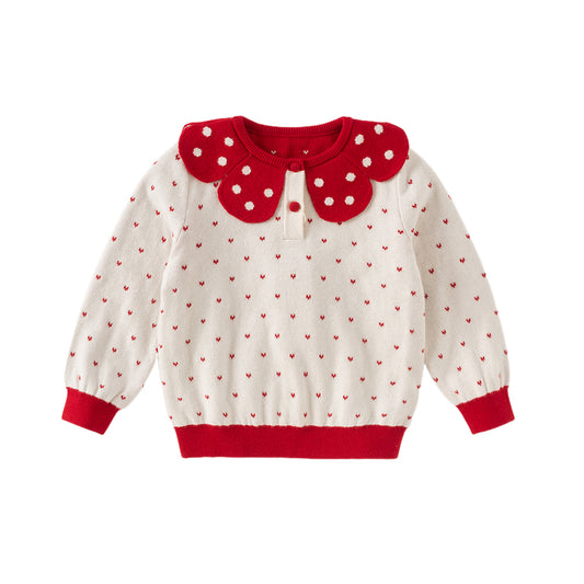 Dave&Bella Toddler Girls Autumn Elegance Beige Pullover Knit Sweaters Tops