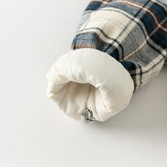 Dave&Bella Toddler Boys Winter Blue Plaid Outwear Fleece-lined Hooded Padded Coats