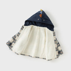Dave&Bella Toddler Boys Winter Blue Plaid Outwear Fleece-lined Hooded Padded Coats