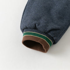 Dave&Bella Toddler Boys Winter Casual Blue Windproof Adjustable-waistband Padded Pants