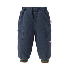 Dave&Bella Toddler Boys Winter Casual Blue Windproof Adjustable-waistband Padded Pants