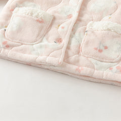 Dave&Bella Toddler Girls Cute Pink Swan Print Indoor Plush Pajamas