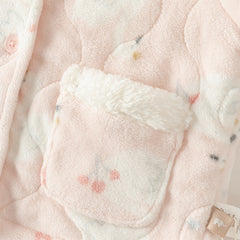 Dave&Bella Toddler Girls Cute Pink Swan Print Indoor Plush Pajamas