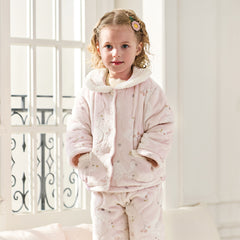 Dave&Bella Toddler Girls Cute Pink Swan Print Indoor Plush Pajamas
